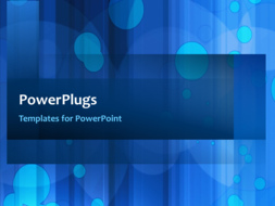 PowerPoint Template - Abstract video template of circular shapes floating over and around blue gradient stripes.